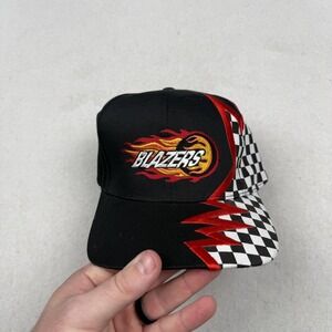 Vintage Oklahoma City Blazers Shockwave Hat Cap Strap Back Checkered Flames Mens
